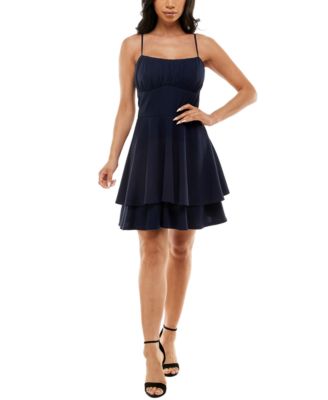 Emerald Sundae - Juniors' Ruched Tiered Fit & Flare Dress