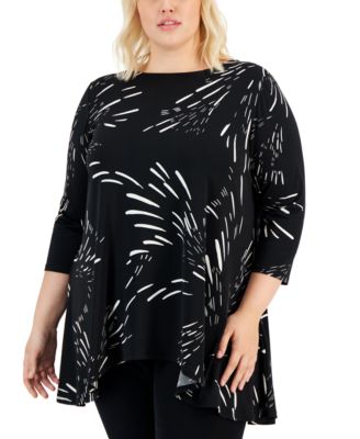 JM Collection - Plus Size Flash Fireworks Swing Top
