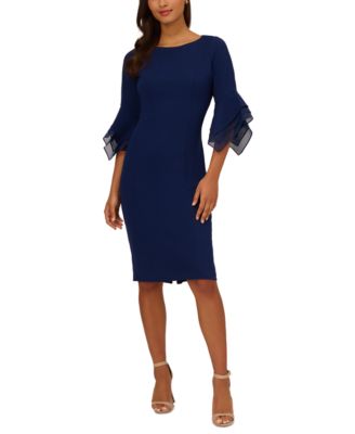 Adrianna Papell - Women's Tiered-Cuff 3/4-Sleeve Sheath Dress
