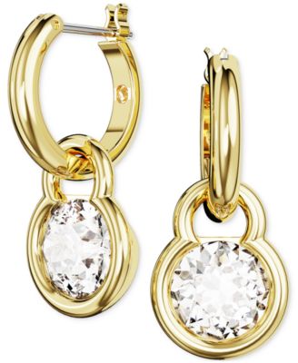 Swarovski - Gold-Tone Crystal Charm Dangle Hoop Earrings