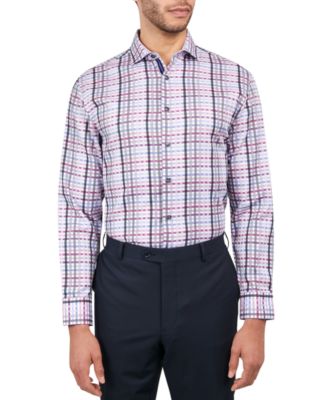 MICHELSONS OF LONDON - Men's Regular-Fit Dobby Plaid Dress Shirt