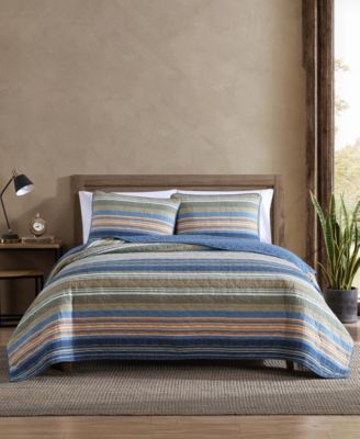 Eddie Bauer - Yakima Valley Stripe Persimmon Reversible 2-Piece Twin Quilt Set