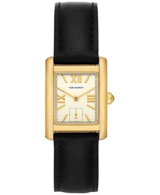 Tory Burch - Women's The Eleanor Black Leather Strap Watch 25mm