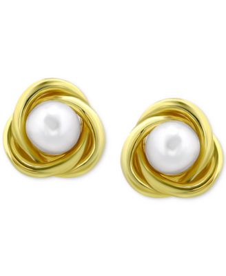 Giani Bernini - Cultured Freshwater Pearl (7mm) Love Knot Stud Earrings
