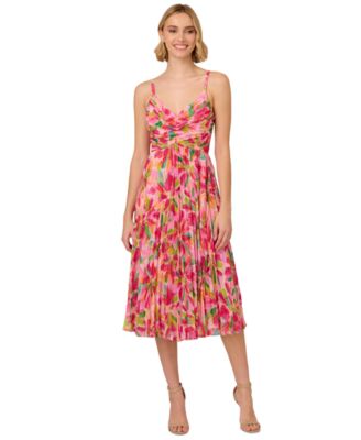 Adrianna Papell - Women's Floral-Print Pleated Midi Dress