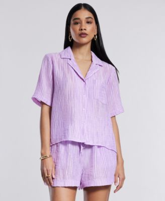 BCBG NEW YORK - Women's Short-Sleeve Button-Up Shirt