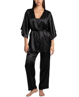 Linea Donatella - Women's 3-Pc. Satin Fringe Sleep Set