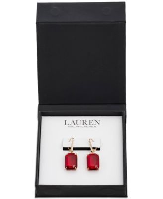 Lauren Ralph Lauren - Gold-Tone Stone & Crystal Leverback Drop Earrings