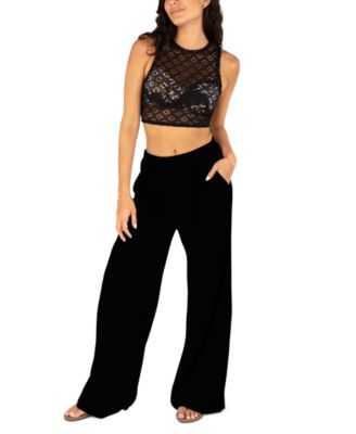 Hurley - Juniors' Pull-On Wide-Leg Trouser Beach Pants