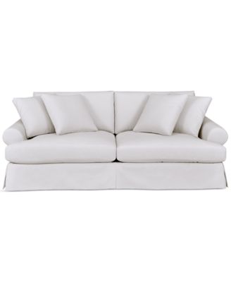 Furniture - Brenalee 96" Roll Arm Performance Fabric Slipcover Sofa with Four Pillows