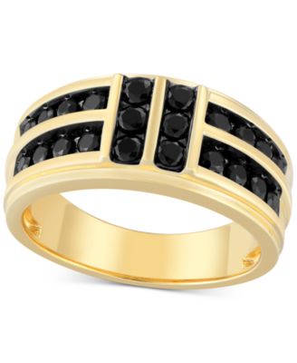 Macy's - Men's Black Diamond Multirow Channel-Set Ring (1 ct. t.w.) in 10k Gold