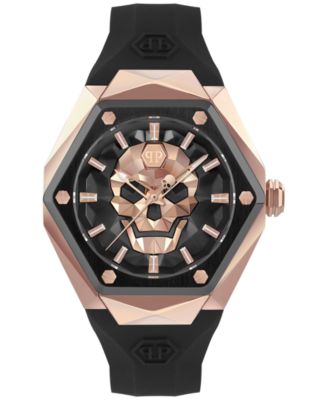 Philipp Plein - Men's The Skull Spikes Black Silicone Strap Watch 45mm