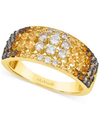 Le Vian - Citrine (1/2 ct. t.w.) & Diamond (5/8 ct. t.w.) Four Row Statement Ring in 14k Gold
