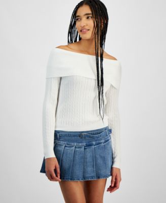Hooked Up by IOT - Juniors' Cable-Knit Off-the-Shoulder Sweater