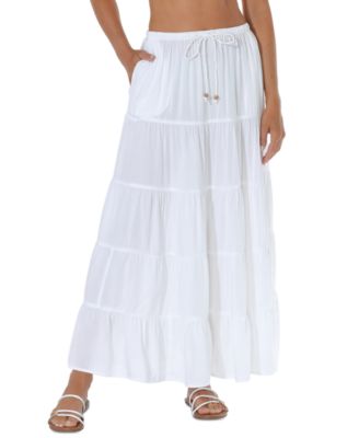 Raviya - Women's Draw-Waist Tiered Skirt Cover-Up