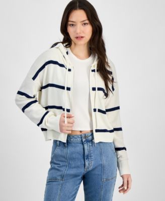 Hippie Rose - Juniors' Striped Hoodie Sweater