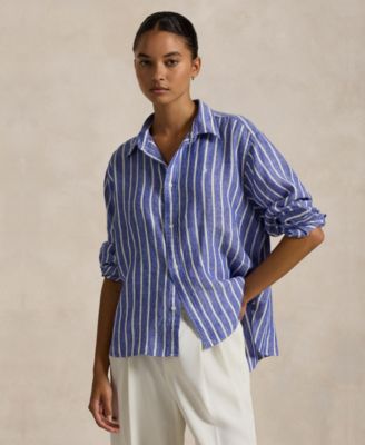 Polo Ralph Lauren - Women's Wide Cropped Gingham Linen Shirt