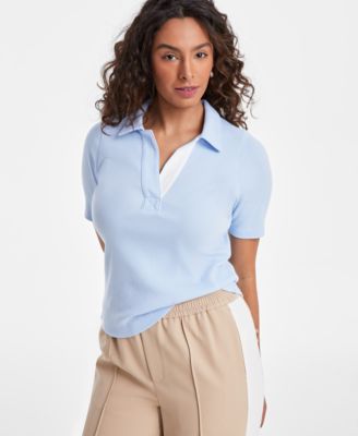 On 34th - Women's Elbow-Sleeve Polo-Collar Top