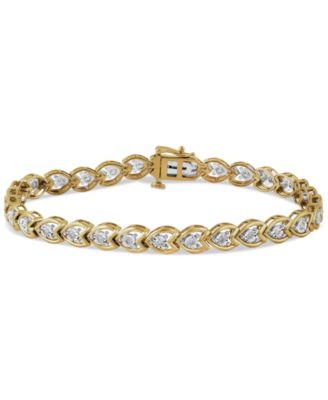Macy's - Diamond Heart Tennis Bracelet (1/2 ct. t.w.) in 14k Gold-Plated Sterling Silver