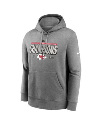Nike - Men's Heather Charcoal Kansas City Chiefs 2024 AFC Champions Locker Room Trophy Collection Pullover Hoodie
