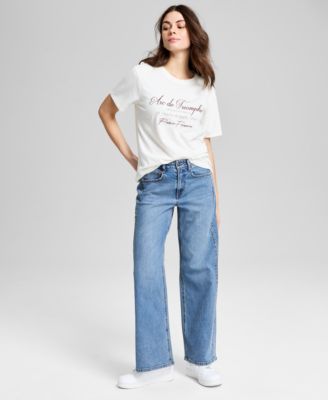 And Now This - Women's Studded Wide-Leg Mid-Rise Jeans