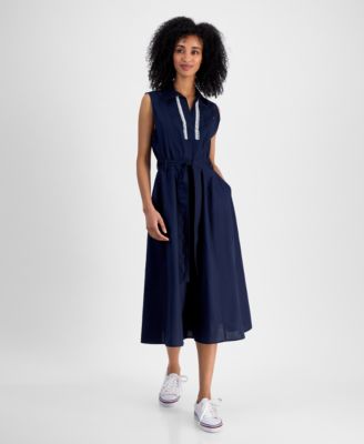 Tommy Hilfiger - Women's Lace-Detail Cotton Shirt Dress