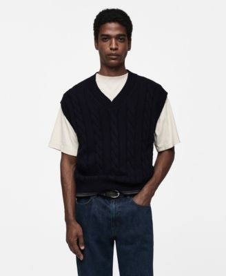 MANGO - Men's Braided Knitted Woollen Waistcoat