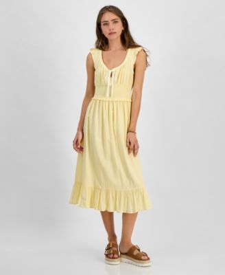 Kingston Grey - Juniors' V-Neck Tie-Neck A-Line Dress