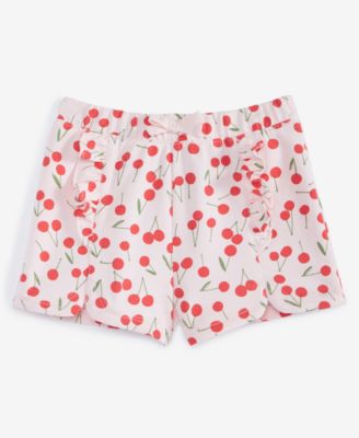 First Impressions - Baby Girls Cherry Toss Printed French Terry Shorts