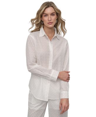 DKNY Jeans - Petite Cotton Classic-Fit Button-Up Shirt