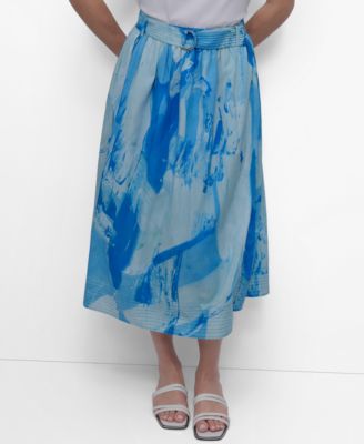 DKNY - Women's Printed Belted Midi Skirt