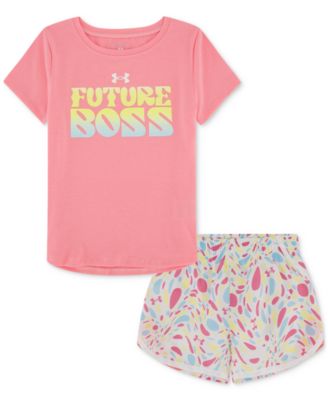 Under Armour - Toddler & Little Girls T-Shirt & Printed Woven Shorts, 2 Piece Set