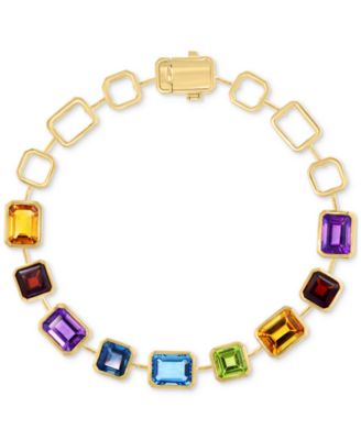 EFFY Collection - Multi-Gemstone Open Link Bangle Bracelet (14-1/4 ct. t.w.) in14k Gold-Plated Sterling Silver