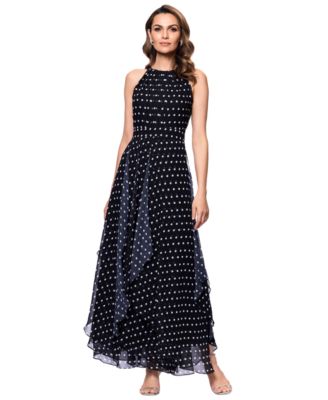 Betsy & Adam - Petite Halter-Neck Sleeveless A-Line Gown