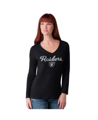 G-III 4Her by Carl Banks - Women's Black Las Vegas Raiders Post Season Long Sleeve V-Neck T-Shirt