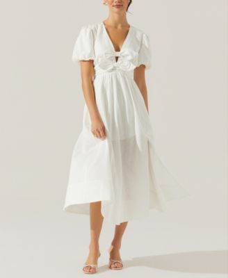 ASTR the Label - Women's Citrine Puff-Sleeve Linen & Cotton Midi Dress