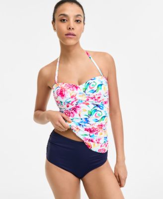 Anne Cole - Women's Watercolor Paisley Twist-Front Bandeau Tankini Top