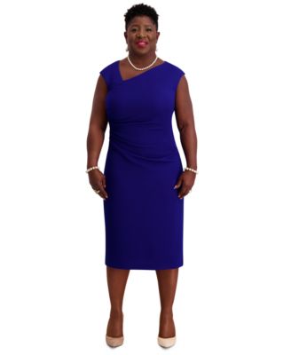 Kasper - Women's Asymmetrical-Neck Midi Dress, Regular & Plus Sizes