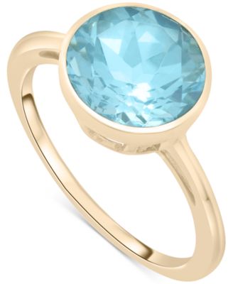Macy's - Sky Blue Topaz Bezel Circle Solitaire Statement Ring (3-3/4 ct. t.w.) in 14k Gold