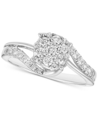 Macy's - Diamond Cluster Ring (1/2 ct. t.w.) in 10k White Gold