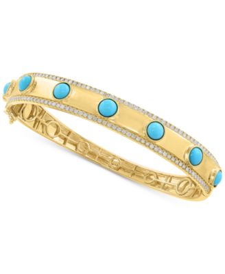 EFFY Collection - Turquoise & Diamond (1-1/4 ct. t.w.) Bangle Bracelet in 14k Gold-Plated Silver