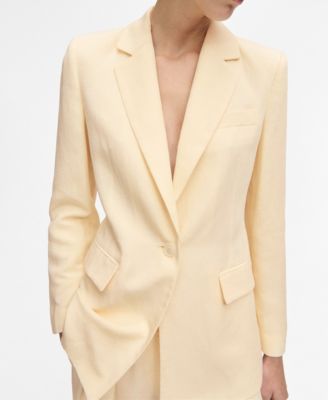 MANGO - Women's Linen-Blend Suit Jacket