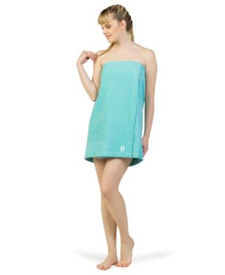 Linum Home - 100% Turkish Cotton Terry Personalized Women's Bath Wrap - Aqua