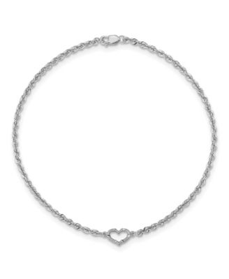 Macy's - Heart Rope Anklet in 14k White Gold