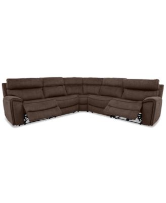 Furniture - Hutchenson 5-Pc. Fabric Sectional with 2 Power Recliners and Power Headrests