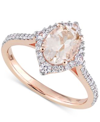 Macy's - Morganite (1-1/7 ct. t.w.), White Sapphire (1/5 ct. t.w.) & Diamond (1/4 ct. t.w.) Ring in 14k Rose Gold