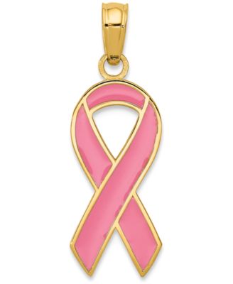 Macy's - Pink Enamel Awareness Charm Pendant in 14k Gold