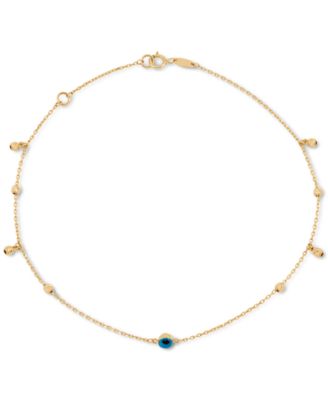 Macy's - Evil Eye Glass Stone Ankle Bracelet in 10k Gold