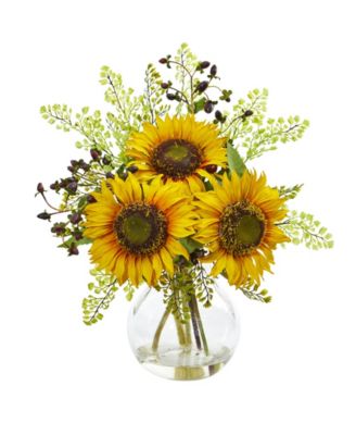 Nearly Natural - Sunflower Artificial Arrangement in Vase