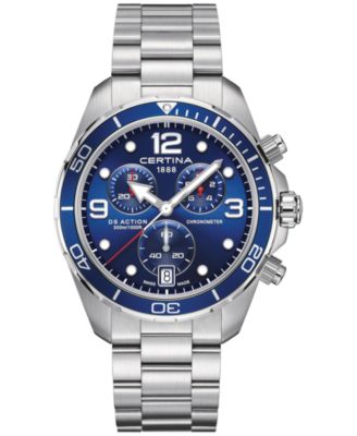 Certina - Men's Swiss Chronograph DS Action Stainless Steel Bracelet Watch 43mm